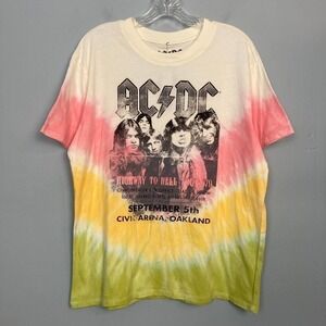𝅺AC/CD Highway to Hell Tour '79 Reprint Tie Dye Wash Graphic Tee Size M Unisex
